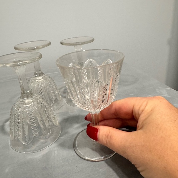 Vintage Pressed Glass Cordial Glasses Set | Bar Cart Decor - Picture 5 of 5